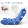 imageGiantex Folding Floor Chair with Back Support 14 Adjustable Position Padded Sleeper Bed Couch Recliner Gaming Floor Chairs for Adults Meditation Living Room GreyBlue