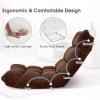 imageGiantex Folding Floor Chair with Back Support 14 Adjustable Position Padded Sleeper Bed Couch Recliner Gaming Floor Chairs for Adults Meditation Living Room GreyBrown