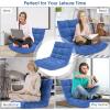 imageGiantex Folding Floor Chair with Back Support 14 Adjustable Position Padded Sleeper Bed Couch Recliner Gaming Floor Chairs for Adults Meditation Living Room GreyBlue