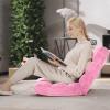 imageGiantex Folding Floor Chair with Back Support 14 Adjustable Position Padded Sleeper Bed Couch Recliner Gaming Floor Chairs for Adults Meditation Living Room GreyPink