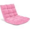 imageGiantex Folding Floor Chair with Back Support 14 Adjustable Position Padded Sleeper Bed Couch Recliner Gaming Floor Chairs for Adults Meditation Living Room GreyPink