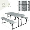 imageGiantex Folding Picnic Table Bench Set Outdoor Dining Table Set Large Camping Table for Patio Lawn Garden Poolside Portable Picnic Tables Weather Resistant Metal Frame Folding Legs Design GrayGrey