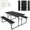 imageGiantex Folding Picnic Table Bench Set Outdoor Dining Table Set Large Camping Table for Patio Lawn Garden Poolside Portable Picnic Tables Weather Resistant Metal Frame Folding Legs Design GrayBlack