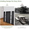 imageGiantex Folding Picnic Table Bench Set Outdoor Dining Table Set Large Camping Table for Patio Lawn Garden Poolside Portable Picnic Tables Weather Resistant Metal Frame Folding Legs Design GrayBlack