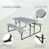 imageGiantex Folding Picnic Table Bench Set Outdoor Dining Table Set Large Camping Table for Patio Lawn Garden Poolside Portable Picnic Tables Weather Resistant Metal Frame Folding Legs Design GrayGrey