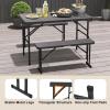 imageGiantex Folding Picnic Table Bench Set Rectangular Patio Dining Table Set for 4 with HDPE Tabletop Metal Frame SpaceSaving and Portable for Camping Party Dining BBQ BlackBlack