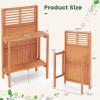 imageGiantex Folding Potting Bench 2Tier Gardening Workstation wStorage Shelves Wood Outdoor Potting Table for Garden Yard Balcony Easy Assembly Natural