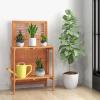 imageGiantex Folding Potting Bench 2Tier Gardening Workstation wStorage Shelves Wood Outdoor Potting Table for Garden Yard Balcony Easy Assembly Natural