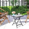imageGiantex Folding Side Table Square Small Patio Table Tempered Glass Tabletop Steel Frame WeatherResistant Outdoor Indoor Use for Bistro Porch Garden Balcony 18quotx18quotx185quotFarmhouse Square