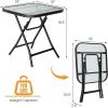 imageGiantex Folding Side Table Square Small Patio Table Tempered Glass Tabletop Steel Frame WeatherResistant Outdoor Indoor Use for Bistro Porch Garden Balcony 18quotx18quotx185quotFarmhouse Square