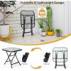 imageGiantex Folding Side Table Square Small Patio Table Tempered Glass Tabletop Steel Frame WeatherResistant Outdoor Indoor Use for Bistro Porch Garden Balcony 18quotx18quotx185quotFarmhouse Square