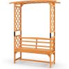 imageGiantex Garden Arbor with Bench  Wooden Garden Arch Trellis for Climbing Plants Vines 2Person Outdoor Bench 48W x 75H Patio Archway for Lawn Wedding Party Ceremony Backyard DecorHoney Brown