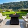 imageGiantex Gas Fire Table 30 Inch Square Firepit Table 50000BTU Fire Pits Tables wWaterproof Cover ETL and CSA Certification Patio AutoIgnition Propane Heater Fireplace Table wLava Rock BlackBlack