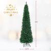 imageGiantex Green Artificial Pencil Christmas Premium Hinged Pine Tree with Solid Metal Legs Perfect for Home Shops and Holiday Decoration 5FT Artificial Pencil Christmas TreeGreen