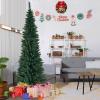 imageGiantex Green Artificial Pencil Christmas Premium Hinged Pine Tree with Solid Metal Legs Perfect for Home Shops and Holiday Decoration 5FT Artificial Pencil Christmas TreeGreen