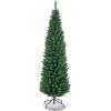 imageGiantex Green Artificial Pencil Christmas Premium Hinged Pine Tree with Solid Metal Legs Perfect for Home Shops and Holiday Decoration 5FT Artificial Pencil Christmas TreeGreen