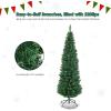 imageGiantex Green Artificial Pencil Christmas Premium Hinged Pine Tree with Solid Metal Legs Perfect for Home Shops and Holiday Decoration 5FT Artificial Pencil Christmas TreeGreen