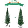 imageGiantex Green Artificial Pencil Christmas Premium Hinged Pine Tree with Solid Metal Legs Perfect for Home Shops and Holiday Decoration 5FT Artificial Pencil Christmas TreeGreen