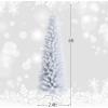 imageGiantex Green Artificial Pencil Christmas Premium Hinged Pine Tree with Solid Metal Legs Perfect for Home Shops and Holiday Decoration 5FT Artificial Pencil Christmas TreeWhite