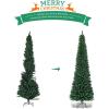 imageGiantex Green Artificial Pencil Christmas Premium Hinged Pine Tree with Solid Metal Legs Perfect for Home Shops and Holiday Decoration 5FT Artificial Pencil Christmas TreeGreen
