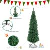 imageGiantex Green Artificial Pencil Christmas Premium Hinged Pine Tree with Solid Metal Legs Perfect for Home Shops and Holiday Decoration 5FT Artificial Pencil Christmas TreeGreen