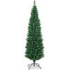 imageGiantex Green Artificial Pencil Christmas Premium Hinged Pine Tree with Solid Metal Legs Perfect for Home Shops and Holiday Decoration 5FT Artificial Pencil Christmas TreeGreen