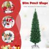 imageGiantex Green Artificial Pencil Christmas Premium Hinged Pine Tree with Solid Metal Legs Perfect for Home Shops and Holiday Decoration 5FT Artificial Pencil Christmas TreeGreen