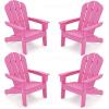 imageGiantex HDPE Kids Adirondack Chair  AllWeather Lawn Toddler Chair with Ergonomic Design Childrens Outdoor Chair for Toddlers Ages 38 Kids Patio Furniture for Deck Garden 1 PinkPink