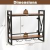 imageGiantex Industrial Wall Mounted Wine Rack 3Tier Metal Hanging Wine Bottle Glass Rack w 16Bottle Holders Heavy Duty Wall Wine Floating Shelves for Home Bar Kitchen Dining Room Rustic Brown235 x 8 x 215