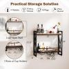imageGiantex Industrial Wall Mounted Wine Rack 3Tier Metal Hanging Wine Bottle Glass Rack w 16Bottle Holders Heavy Duty Wall Wine Floating Shelves for Home Bar Kitchen Dining Room Rustic Brown235 x 8 x 215
