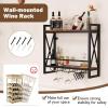 imageGiantex Industrial Wall Mounted Wine Rack 3Tier Metal Hanging Wine Bottle Glass Rack w 16Bottle Holders Heavy Duty Wall Wine Floating Shelves for Home Bar Kitchen Dining Room Rustic Brown235 x 8 x 215