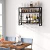 imageGiantex Industrial Wall Mounted Wine Rack 3Tier Metal Hanging Wine Bottle Glass Rack w 16Bottle Holders Heavy Duty Wall Wine Floating Shelves for Home Bar Kitchen Dining Room Rustic Brown315 x 8 x 25