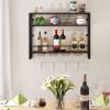 imageGiantex Industrial Wall Mounted Wine Rack 3Tier Metal Hanging Wine Bottle Glass Rack w 16Bottle Holders Heavy Duty Wall Wine Floating Shelves for Home Bar Kitchen Dining Room Rustic Brown315 x 8 x 25