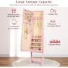 imageGiantex Jewelry Cabinet with FullLength Mirror Standing Jewelry Armoire Organizer with 64 Earring Slots 72 Ring Slots 20 Necklace Hooks 4 Storage Shelves 3 Angle Adjustable WhiteLight Pink