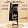 imageGiantex Jewelry Cabinet with FullLength Mirror Standing Jewelry Armoire Organizer with 64 Earring Slots 72 Ring Slots 20 Necklace Hooks 4 Storage Shelves 3 Angle Adjustable WhiteRustic Brown