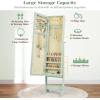 imageGiantex Jewelry Cabinet with FullLength Mirror Standing Jewelry Armoire Organizer with 64 Earring Slots 72 Ring Slots 20 Necklace Hooks 4 Storage Shelves 3 Angle Adjustable WhiteSage