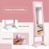 imageGiantex Jewelry Cabinet with FullLength Mirror Standing Jewelry Armoire Organizer with 64 Earring Slots 72 Ring Slots 20 Necklace Hooks 4 Storage Shelves 3 Angle Adjustable WhiteLight Pink