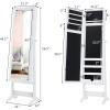 imageGiantex Jewelry Cabinet with FullLength Mirror Standing Jewelry Armoire Organizer with 64 Earring Slots 72 Ring Slots 20 Necklace Hooks 4 Storage Shelves 3 Angle Adjustable WhiteWhite