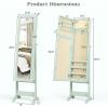 imageGiantex Jewelry Cabinet with FullLength Mirror Standing Jewelry Armoire Organizer with 64 Earring Slots 72 Ring Slots 20 Necklace Hooks 4 Storage Shelves 3 Angle Adjustable WhiteSage