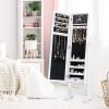 imageGiantex Jewelry Cabinet with FullLength Mirror Standing Jewelry Armoire Organizer with 64 Earring Slots 72 Ring Slots 20 Necklace Hooks 4 Storage Shelves 3 Angle Adjustable WhiteWhite