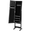 imageGiantex Jewelry Cabinet with FullLength Mirror Standing Jewelry Armoire Organizer with 64 Earring Slots 72 Ring Slots 20 Necklace Hooks 4 Storage Shelves 3 Angle Adjustable WhiteBlack