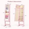 imageGiantex Jewelry Cabinet with FullLength Mirror Standing Jewelry Armoire Organizer with 64 Earring Slots 72 Ring Slots 20 Necklace Hooks 4 Storage Shelves 3 Angle Adjustable WhiteLight Pink