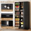 imageGiantex Kitchen Pantry Cabinet 655quot Tall Kitchen Hutch w8Tier Storage Cabinet 16Tier Door Shelves ampamp Adjustable Shelves 4Door Freestanding Buffet Sideboard for Dining Room Living Room WhiteBlack