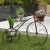 imageGiantex Metal Bicycle Planter 3 Tier Tricycle Flower Plant Stand w 3 Decorative Wheels Parisian Style Flower Display Stand Cart for Home Decor Patio Garden Flower Shop Indoor OutdoorBronze