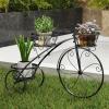 imageGiantex Metal Bicycle Planter 3 Tier Tricycle Flower Plant Stand w 3 Decorative Wheels Parisian Style Flower Display Stand Cart for Home Decor Patio Garden Flower Shop Indoor Outdoorblack