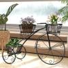imageGiantex Metal Bicycle Planter 3 Tier Tricycle Flower Plant Stand w 3 Decorative Wheels Parisian Style Flower Display Stand Cart for Home Decor Patio Garden Flower Shop Indoor Outdoorblack