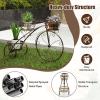 imageGiantex Metal Bicycle Planter 3 Tier Tricycle Flower Plant Stand w 3 Decorative Wheels Parisian Style Flower Display Stand Cart for Home Decor Patio Garden Flower Shop Indoor OutdoorBronze