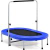 imageGiantex Mini Trampoline 2 Persons Foldable Fitness Trampoline w 5 Levels Height Adjustable Handle Max Load 330LBS Indoor Oval Rebounder Exercise Trampoline for Adult Kid Enjoy Parentchild TimeBlue