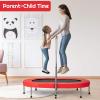 imageGiantex Mini Trampoline 2 Persons Foldable Fitness Trampoline w 5 Levels Height Adjustable Handle Max Load 330LBS Indoor Oval Rebounder Exercise Trampoline for Adult Kid Enjoy Parentchild TimeRed