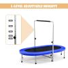 imageGiantex Mini Trampoline 2 Persons Foldable Fitness Trampoline w 5 Levels Height Adjustable Handle Max Load 330LBS Indoor Oval Rebounder Exercise Trampoline for Adult Kid Enjoy Parentchild TimeBlue